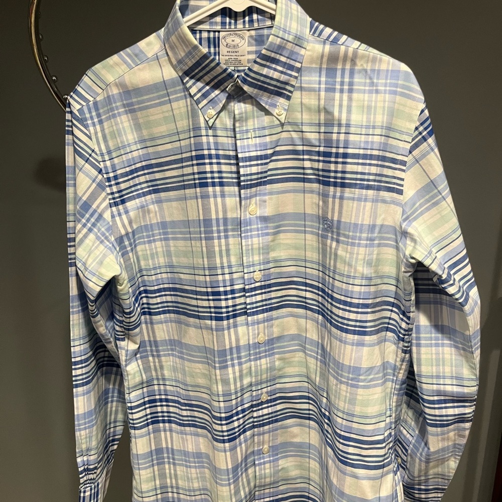 Mens Brooks Brothers plaid no-iron button down